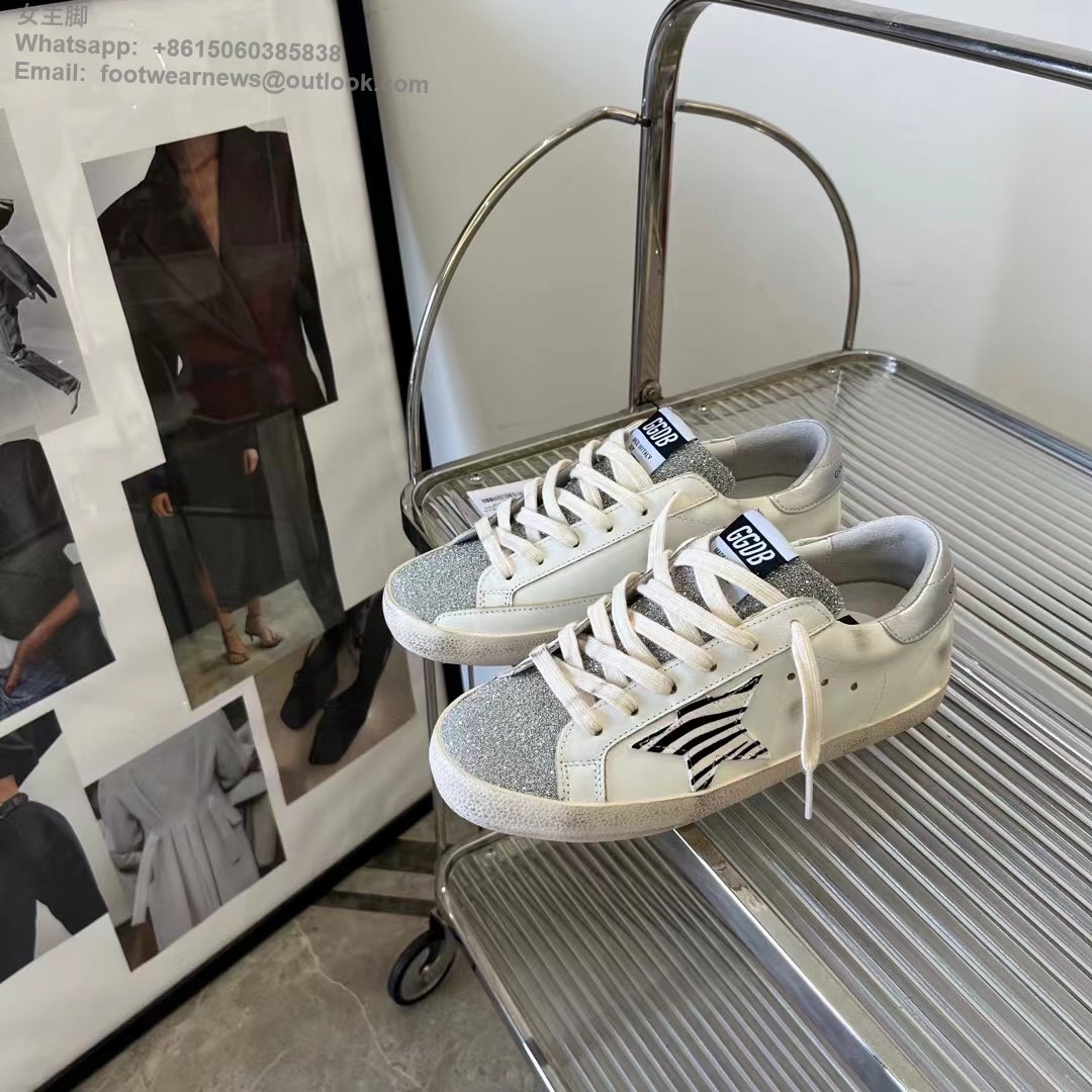 GOLDEN GOOSE GGDB Limited edition zebra star Low top Mens Women Sneakers glitter