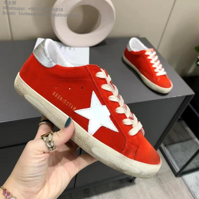 GOLDEN GOOSE GGDB super star Low top Mens Women Sneakers Shoes velvet Suede red