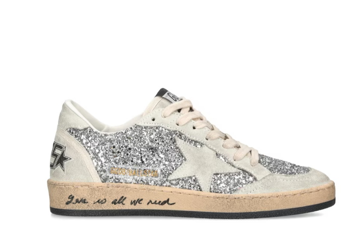 GOLDEN GOOSE GGDB silver Glitter Ball Star Low top sneakers Mens Women Shoes Slipper