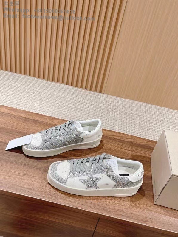 Golden Goose Deluxe Brand Stardan Lace-Up Sneakers Low top Mens Women Shoes Superstar white glitter