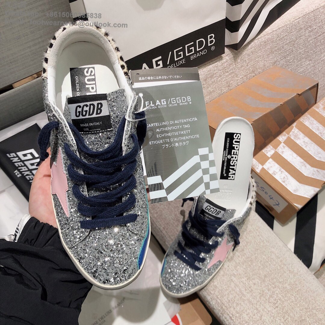 GOLDEN GOOSE GGDB super star Low top Mens Women Sneakers Shoes glitter pink star