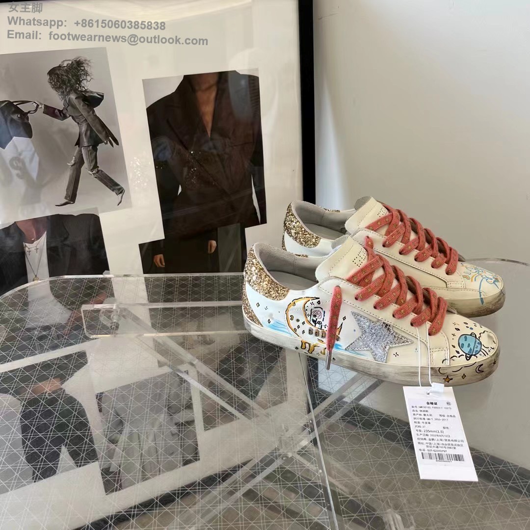 GOLDEN GOOSE GGDB Super star Low top Mens Women Sneakers Shoes Graffiti glitter