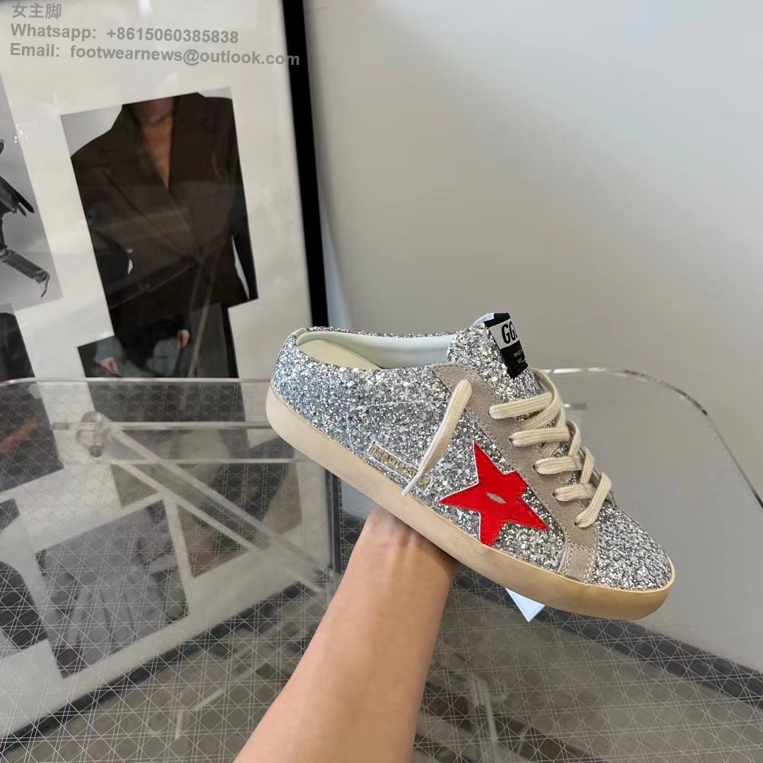 GOLDEN GOOSE GGDB superstar sabot Low top Mens Women Sneakers Shoes glitter red star