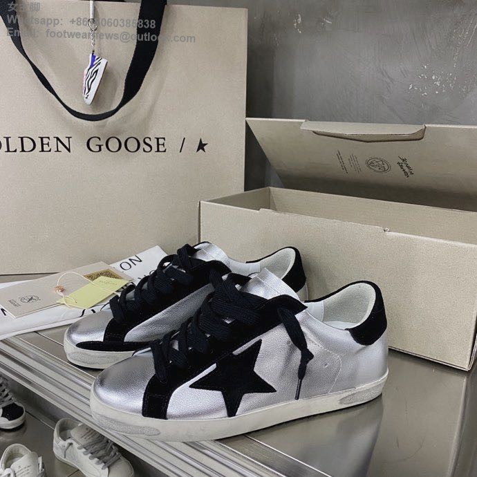 GOLDEN GOOSE GGDB Super star Low top Mens Women Sneakers Shoes silver