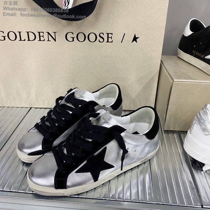 GOLDEN GOOSE GGDB Super star Low top Mens Women Sneakers Shoes silver