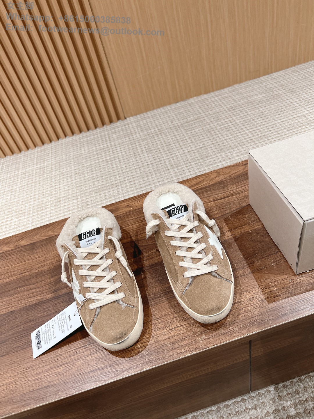 GOLDEN GOOSE Sabot distressed shearling slip-on Super-Star fur sneakers ggdb women men shoes