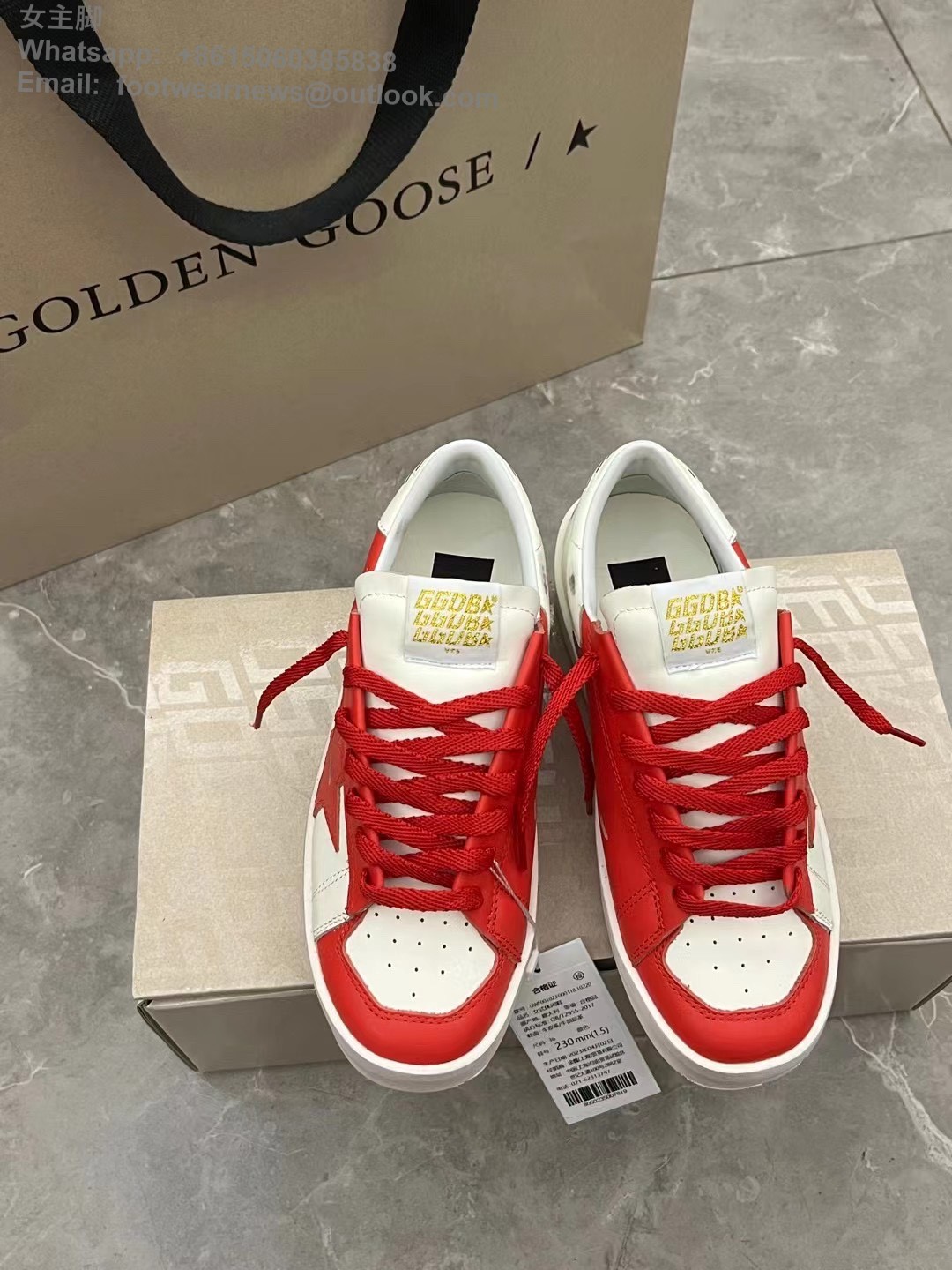 GOLDEN GOOSE Leather Stardan Low-Top Sneakers GGDB Mens Women Shoes red