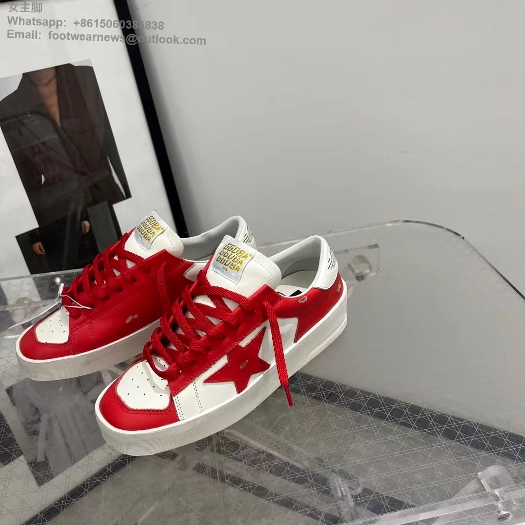 GOLDEN GOOSE Leather Stardan Low-Top Sneakers GGDB Mens Women Shoes red