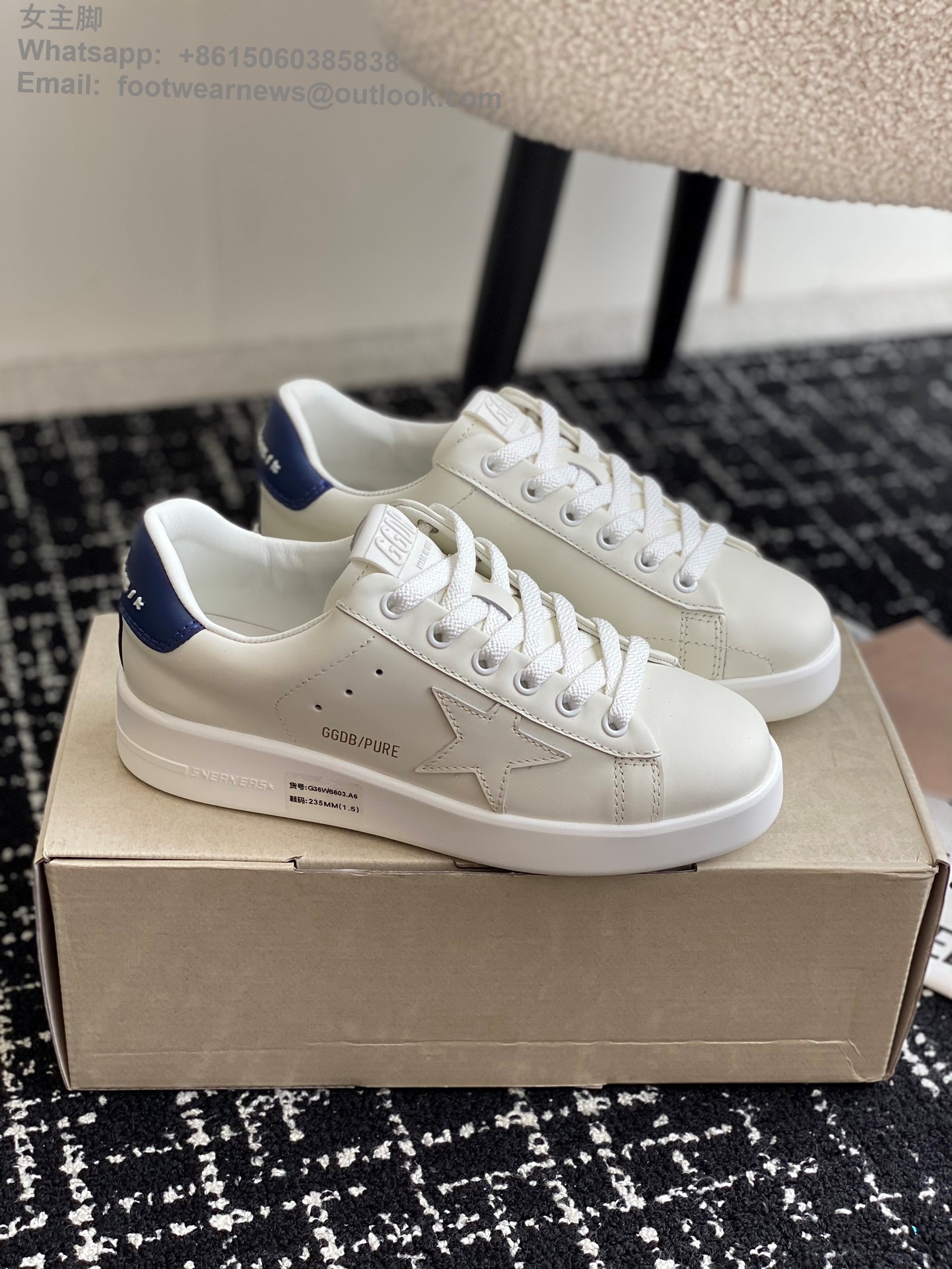 GOLDEN GOOSE Pure White Leather Low-Top Sneakers GGDB Women Shoes
