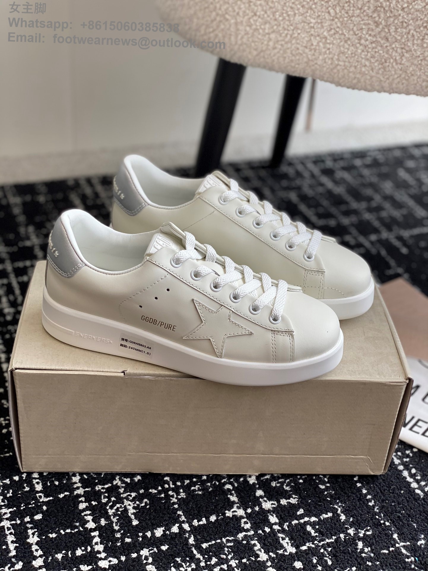 GOLDEN GOOSE Pure White Leather Low-Top Sneakers GGDB Women Shoes