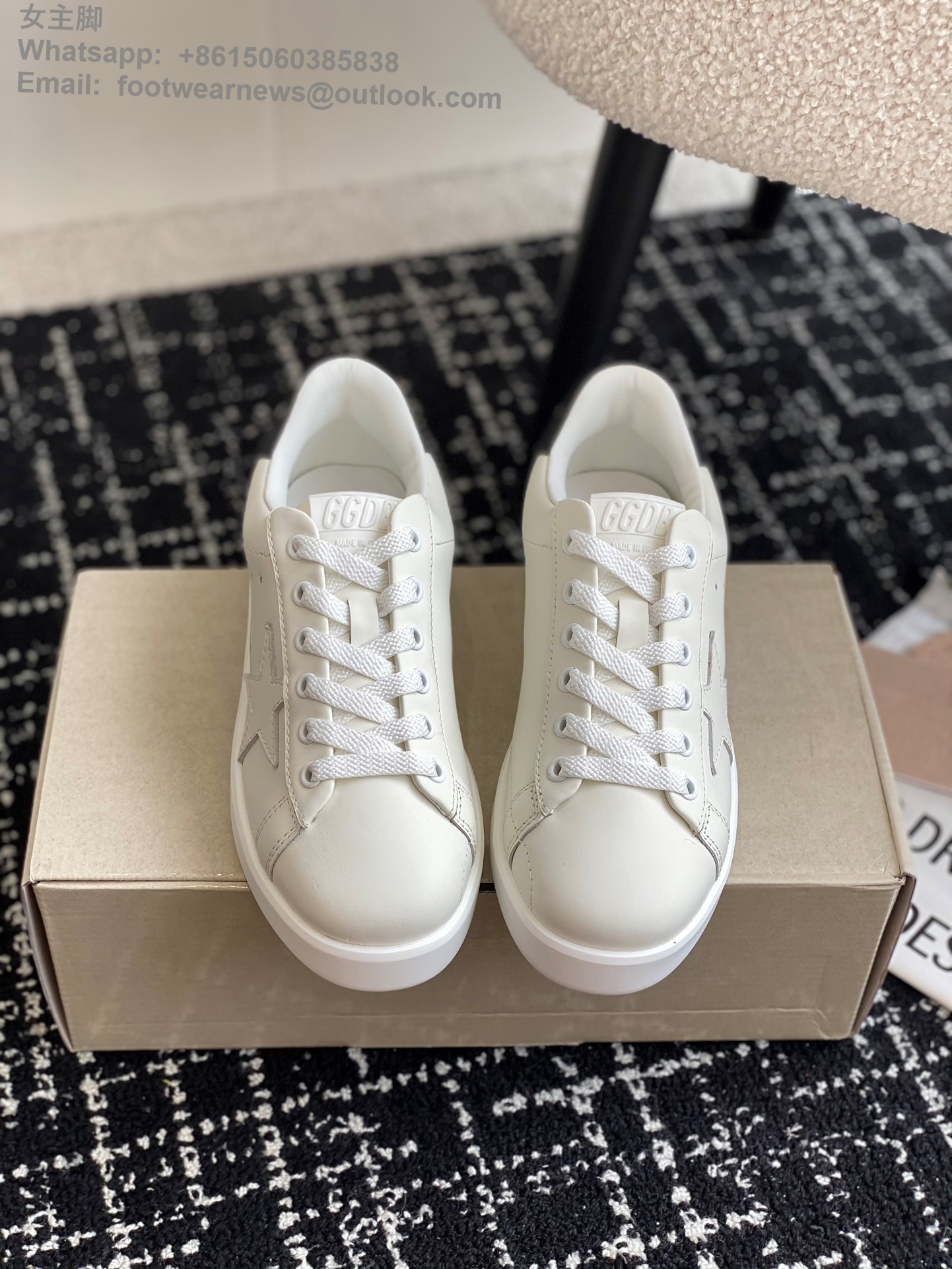 GOLDEN GOOSE Pure White Leather Low-Top Sneakers GGDB Women Shoes