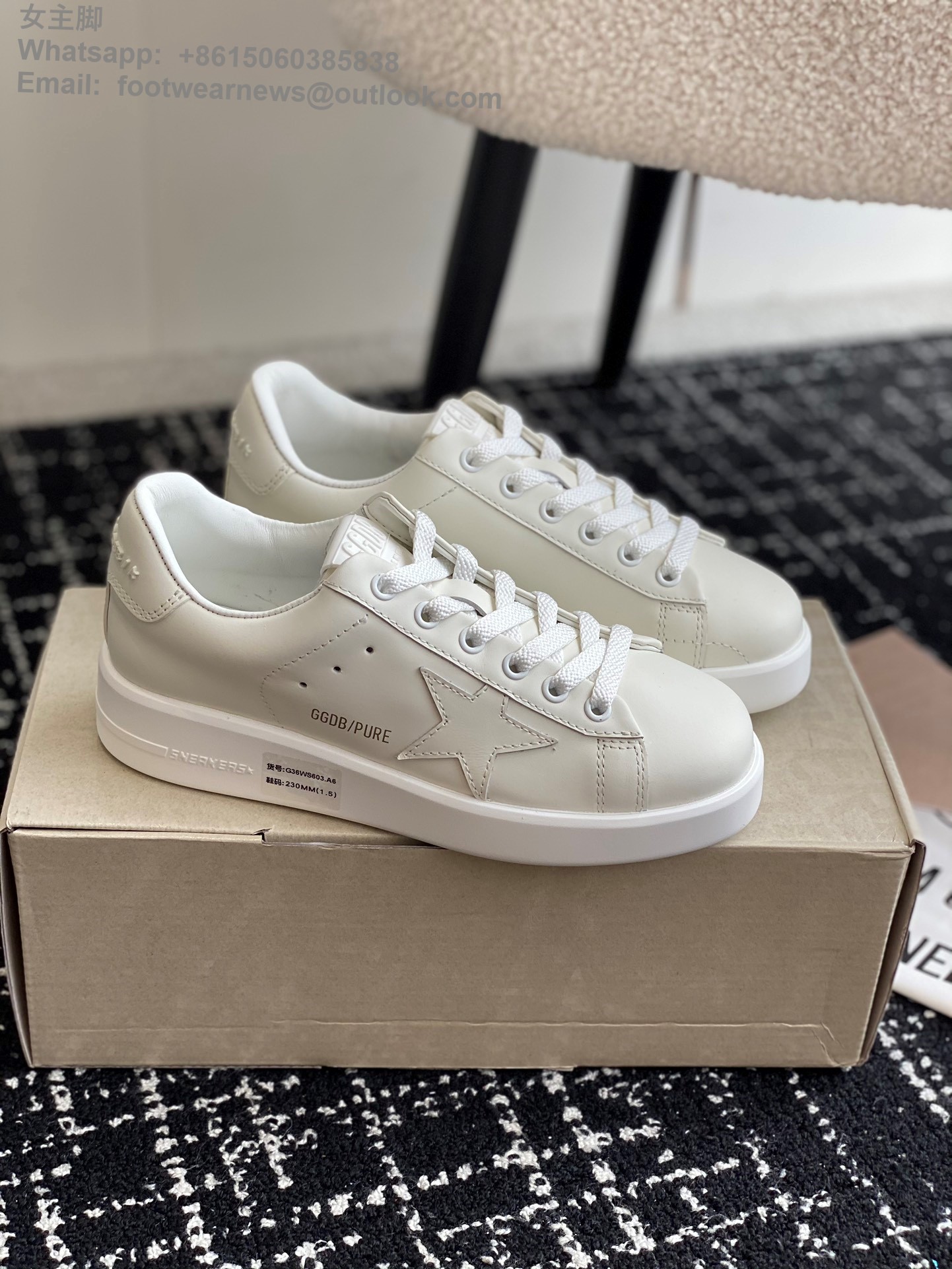 GOLDEN GOOSE Pure White Leather Low-Top Sneakers GGDB Women Shoes