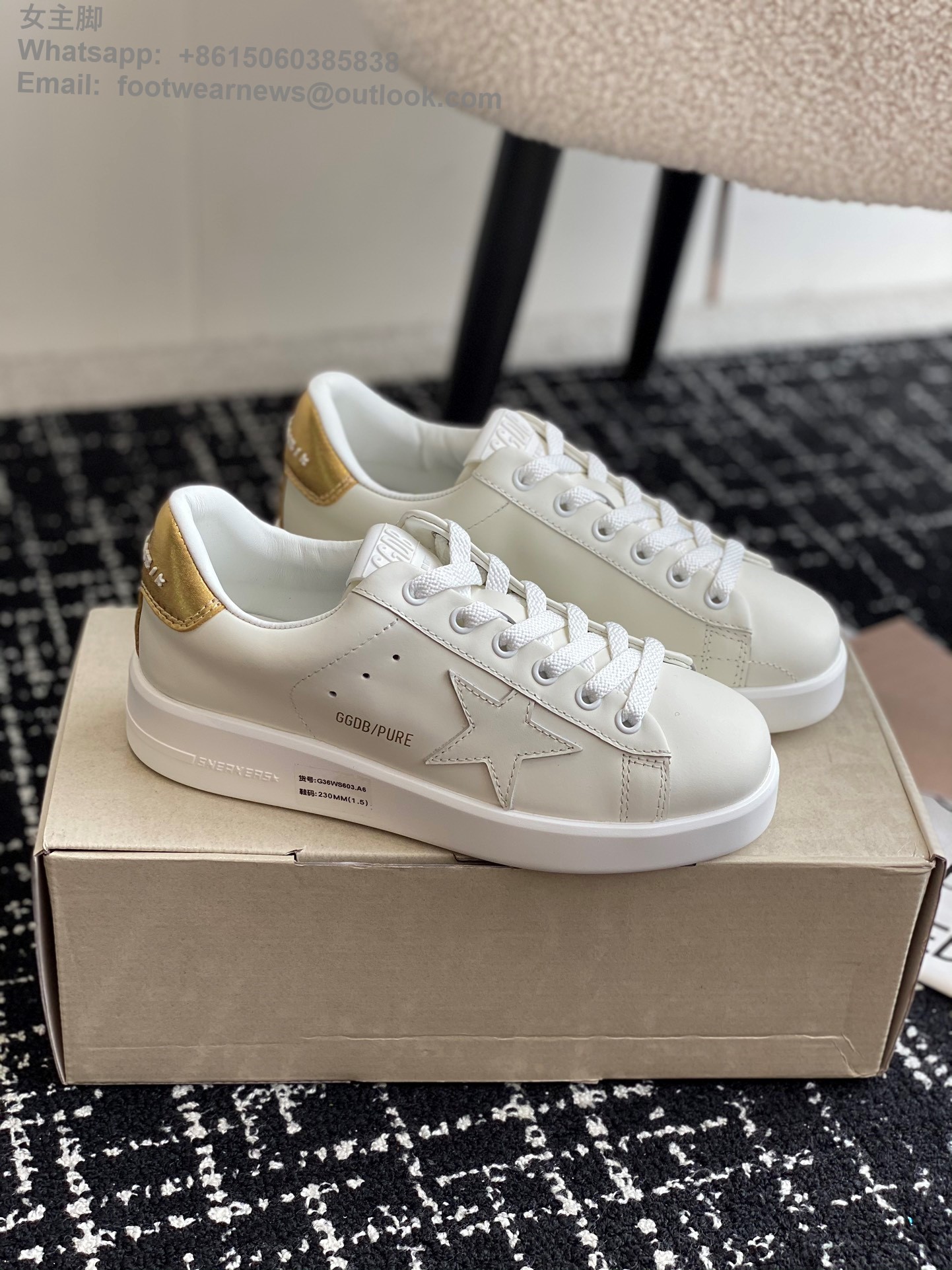 GOLDEN GOOSE Pure White Leather Low-Top Sneakers GGDB Women Shoes