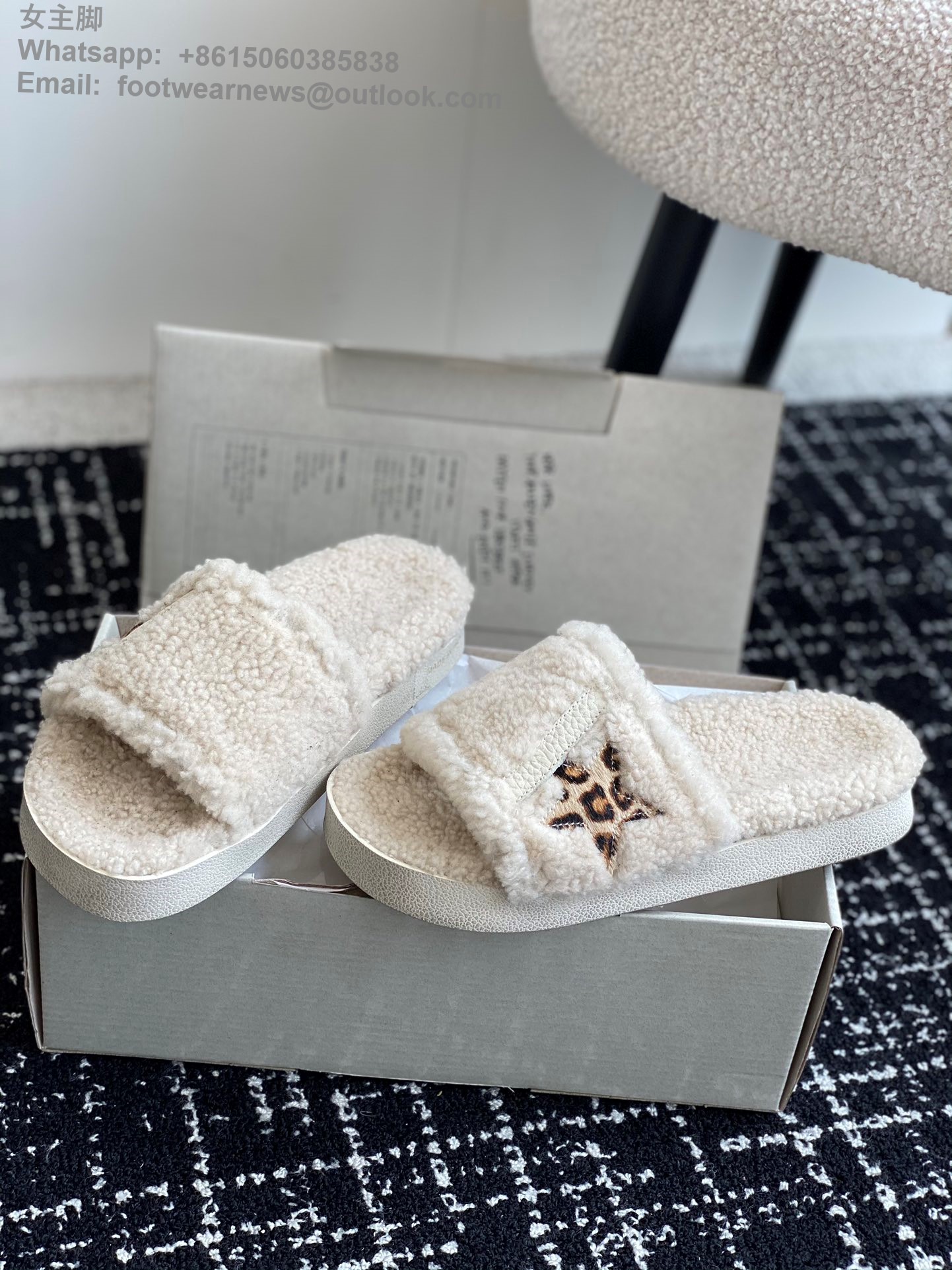 GOLDEN GOOSE Shearling slip-on sandals Slides Open round toe GGDB Women Shoes