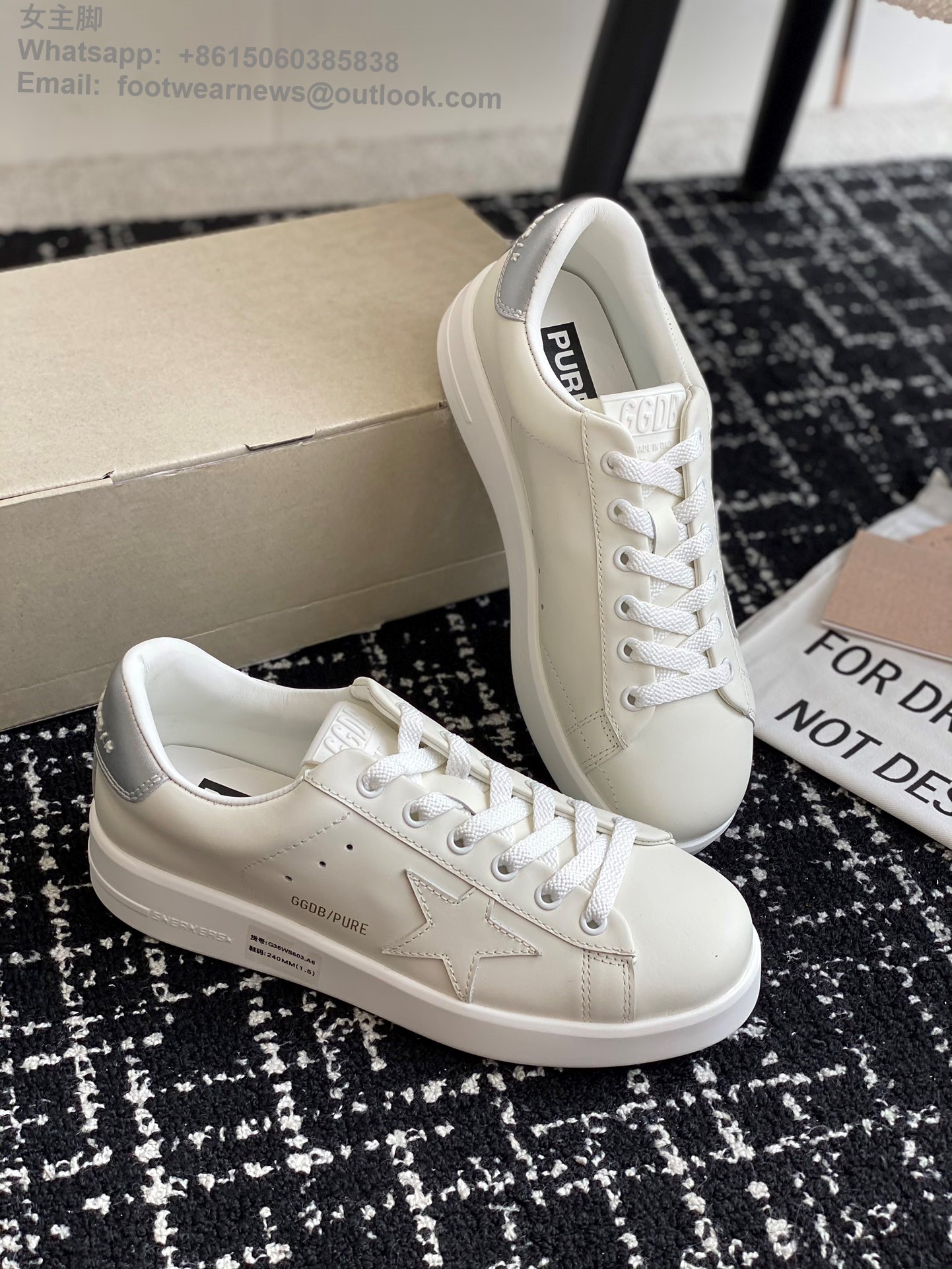 GOLDEN GOOSE Pure White Leather Low-Top Sneakers GGDB Women Shoes