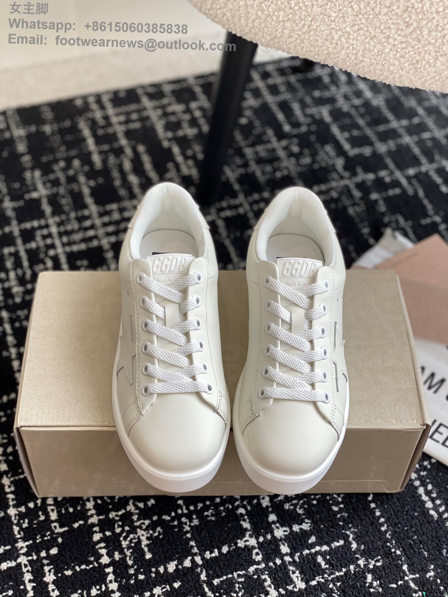 GOLDEN GOOSE Pure White Leather Low-Top Sneakers GGDB Women Shoes