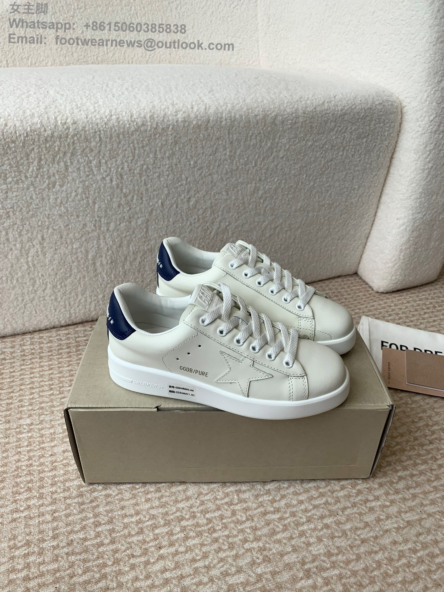 GOLDEN GOOSE Pure White Leather Low-Top Sneakers GGDB Women Shoes