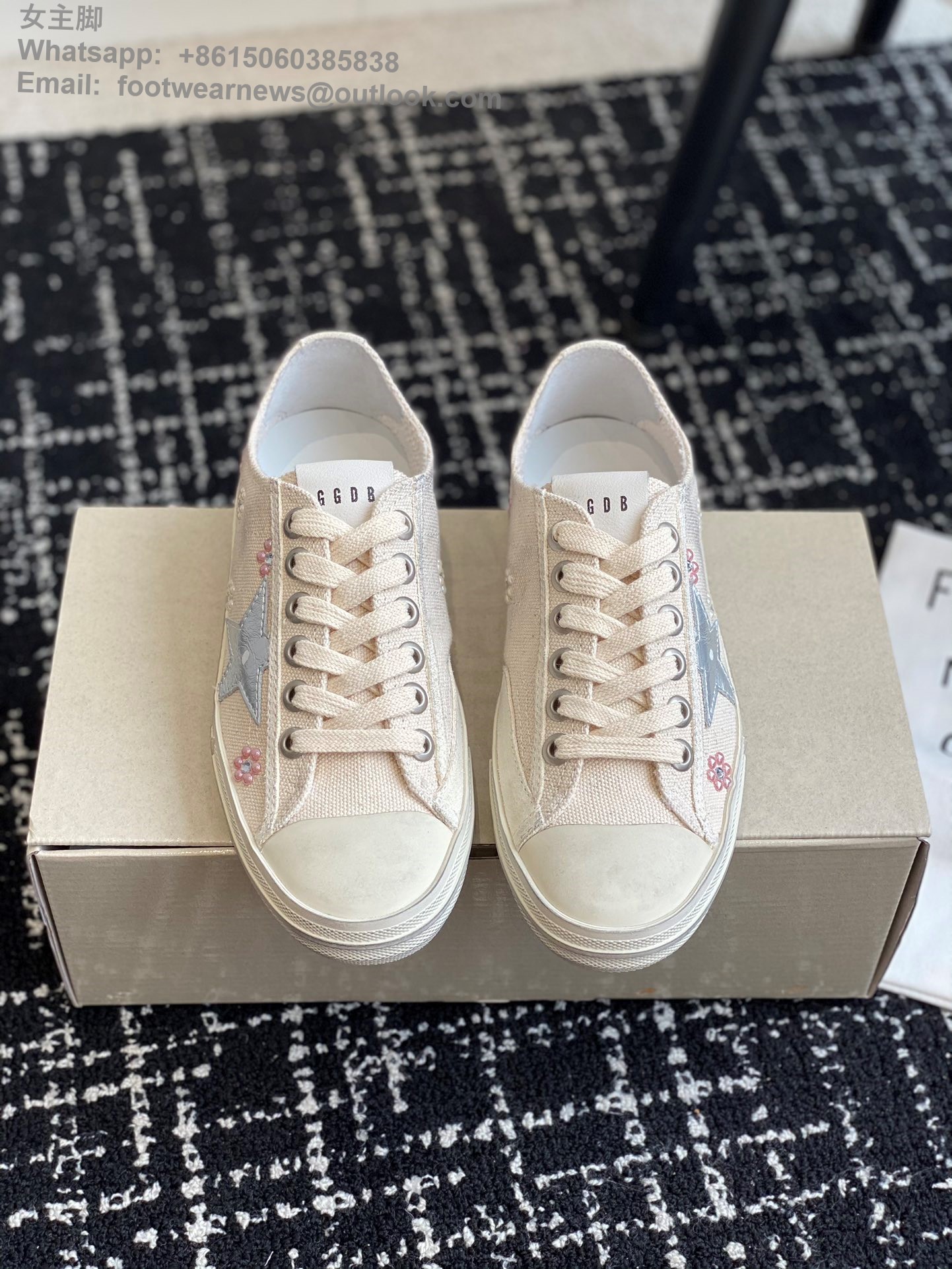 GOLDEN GOOSE V-Star Flower Pearl rhinestone Sneaker GGDB Women Shoes