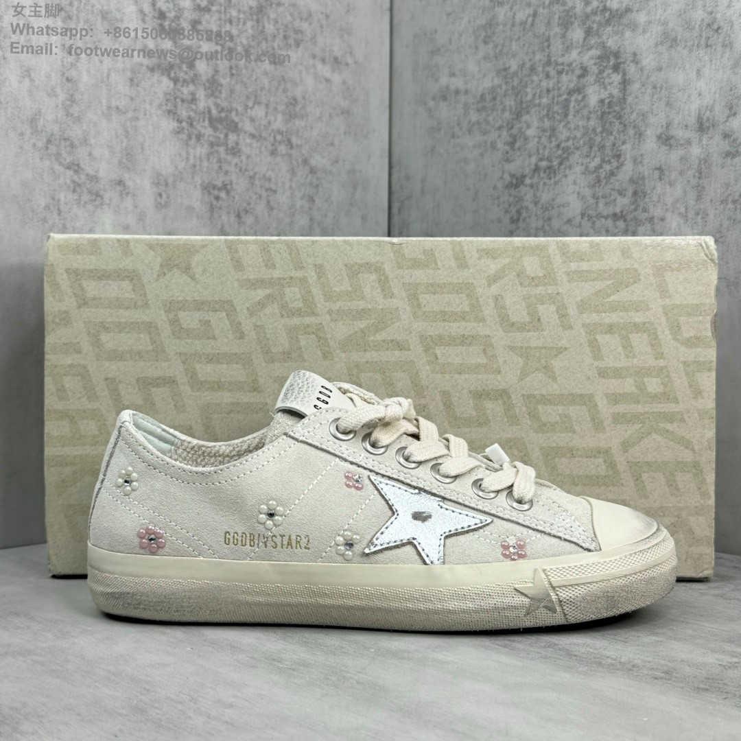 GOLDEN GOOSE V-Star Flower Pearl rhinestone Sneaker GGDB Women Shoes