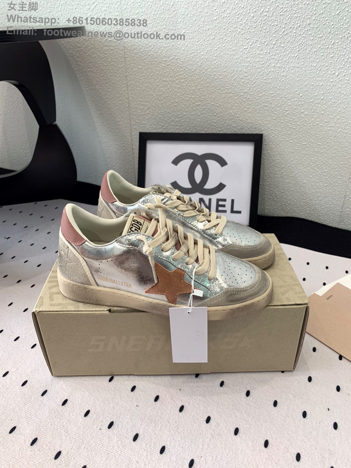 GOLDEN GOOSE Ball star Low top sneakers GGDB Women Shoes silver leather