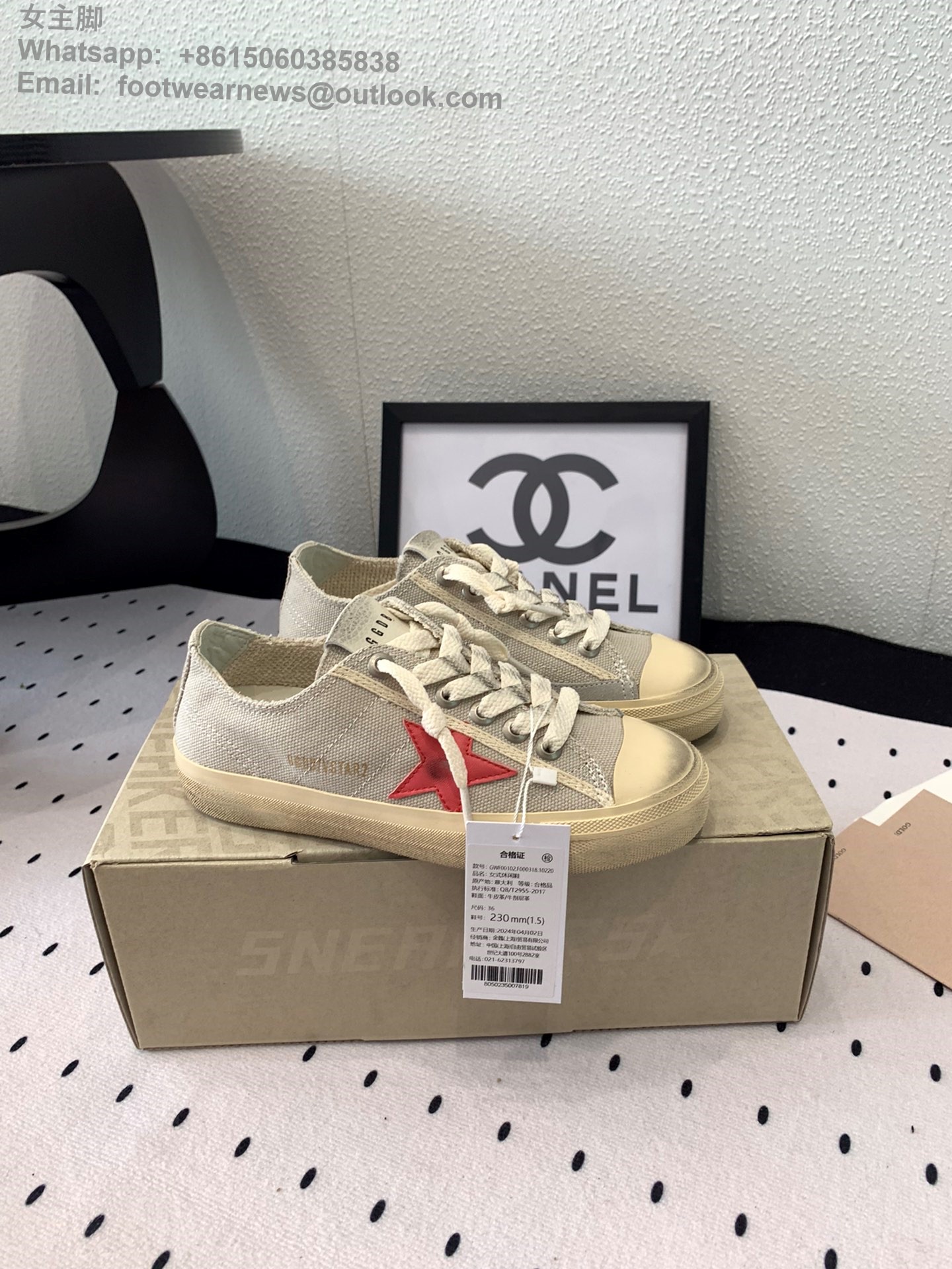 Golden Goose Vstar2 Distressed Low Top canvas Sneakers GGDB Women Shoes