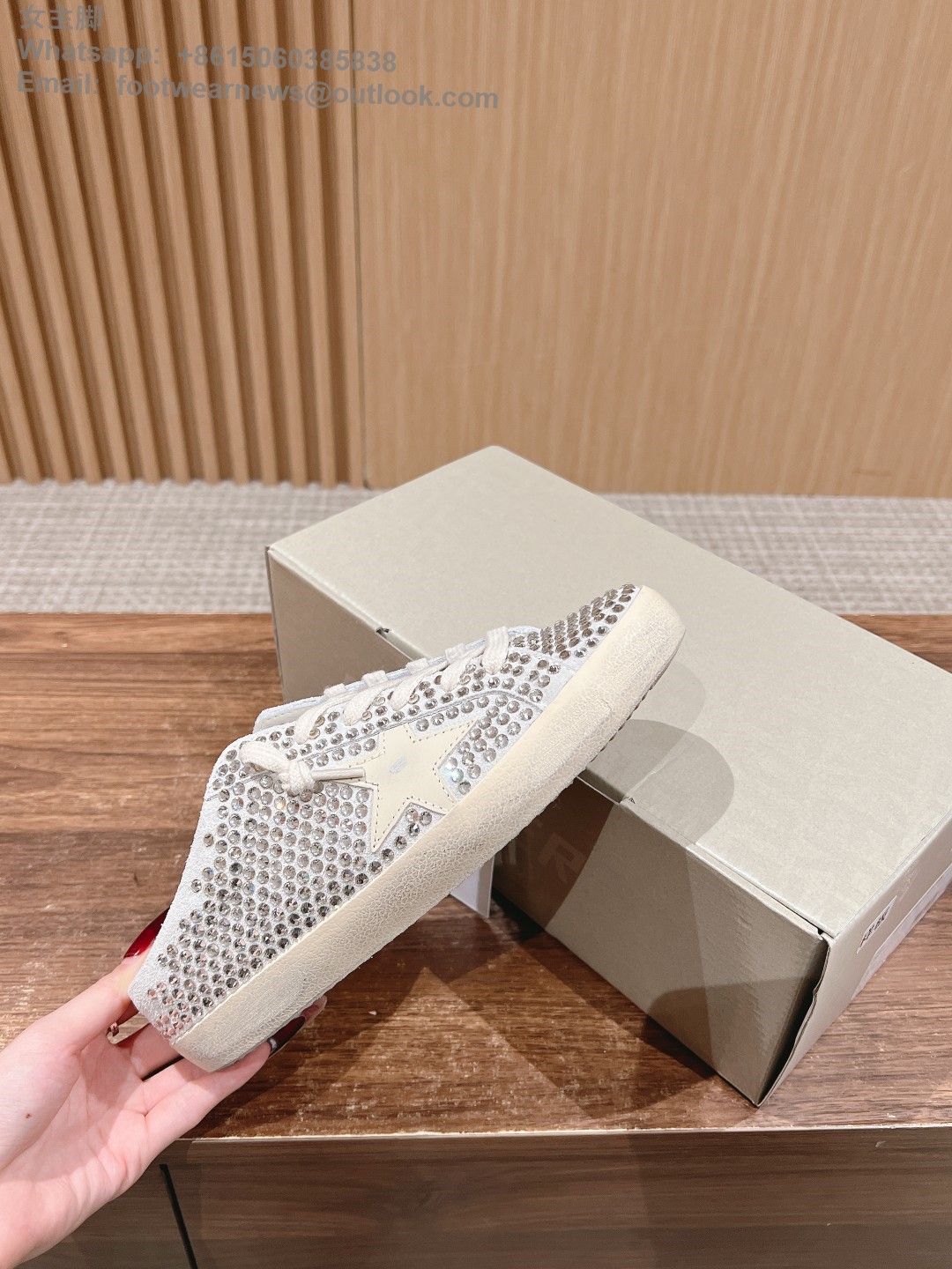 GOLDEN GOOSE super star Sabot Slip-On Low top sneakers GGDB Women Shoes Slipper crystal diamond