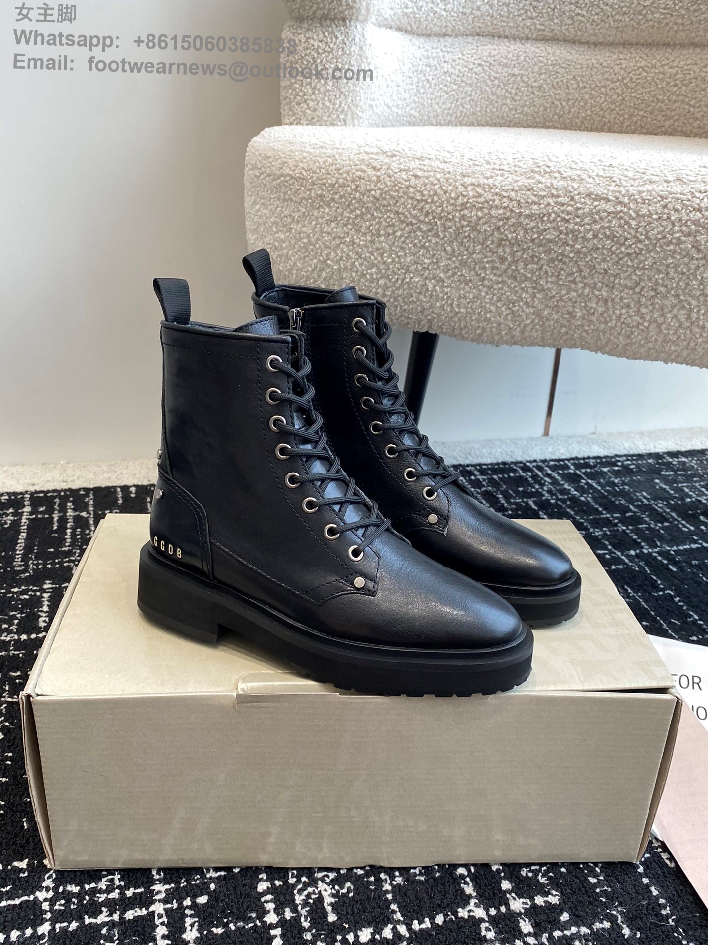 Golden Goose Biker Low Heels Ankle Boots Leather GGDB Women Shoes