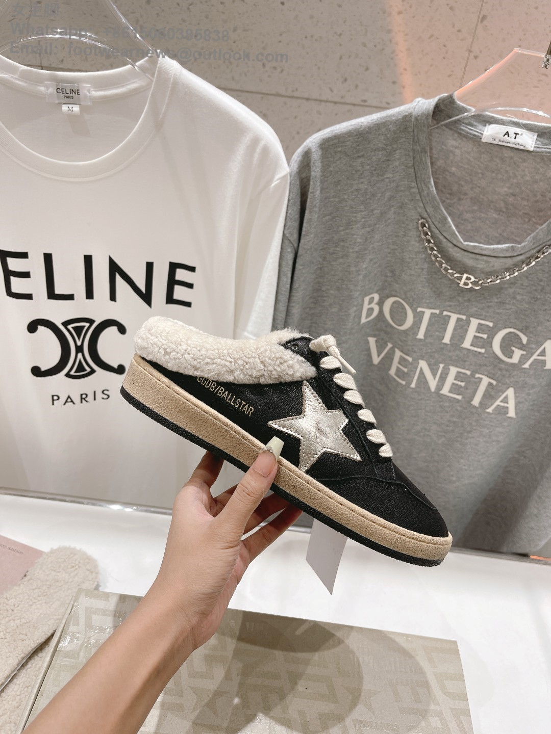 GOLDEN GOOSE Shearling ball star Slip-On Sneakers slipper ggdb women shoes