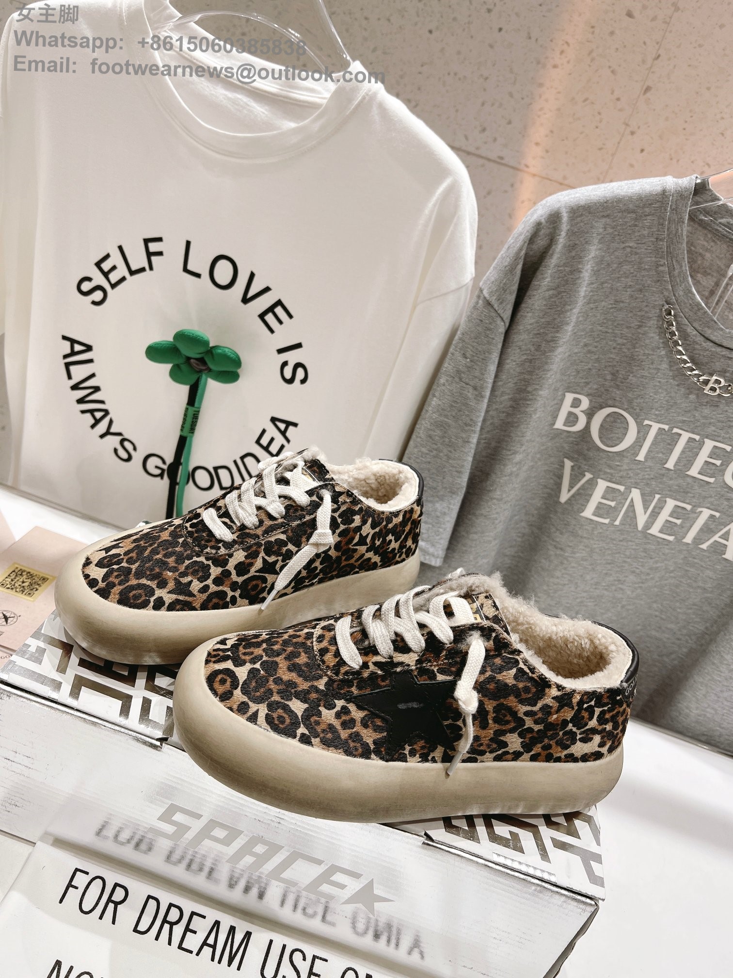 Golden Goose Space star Sneakers GGDB Women Shoes slipper leopard Shearling Fur