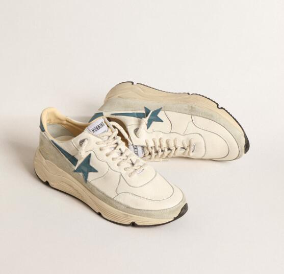 Golden Goose GGDB Mens Sneaker Shoes Running Sole in nappa with blue leather star and suede insert