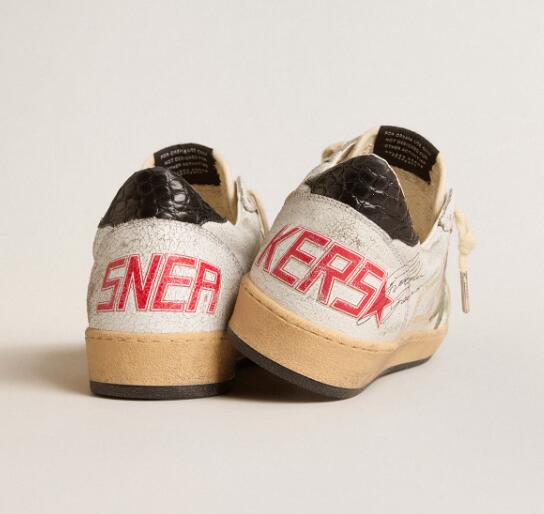 Golden Goose GGDB Mens Sneaker Shoes Ball Star with metallic leather star and gray leather heel tab