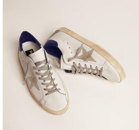 Golden Goose GGDB Mens Sneaker Shoes Super-Star with suede star and blue heel tab