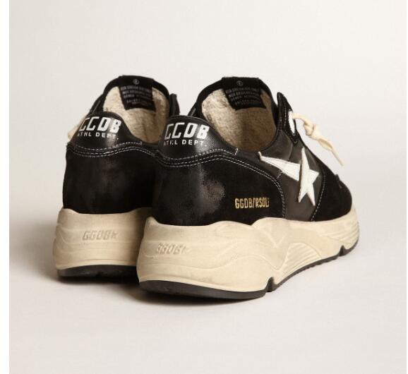 Golden Goose GGDB Mens Sneaker Shoes Running Sole in black nappa leather and suede with a white star