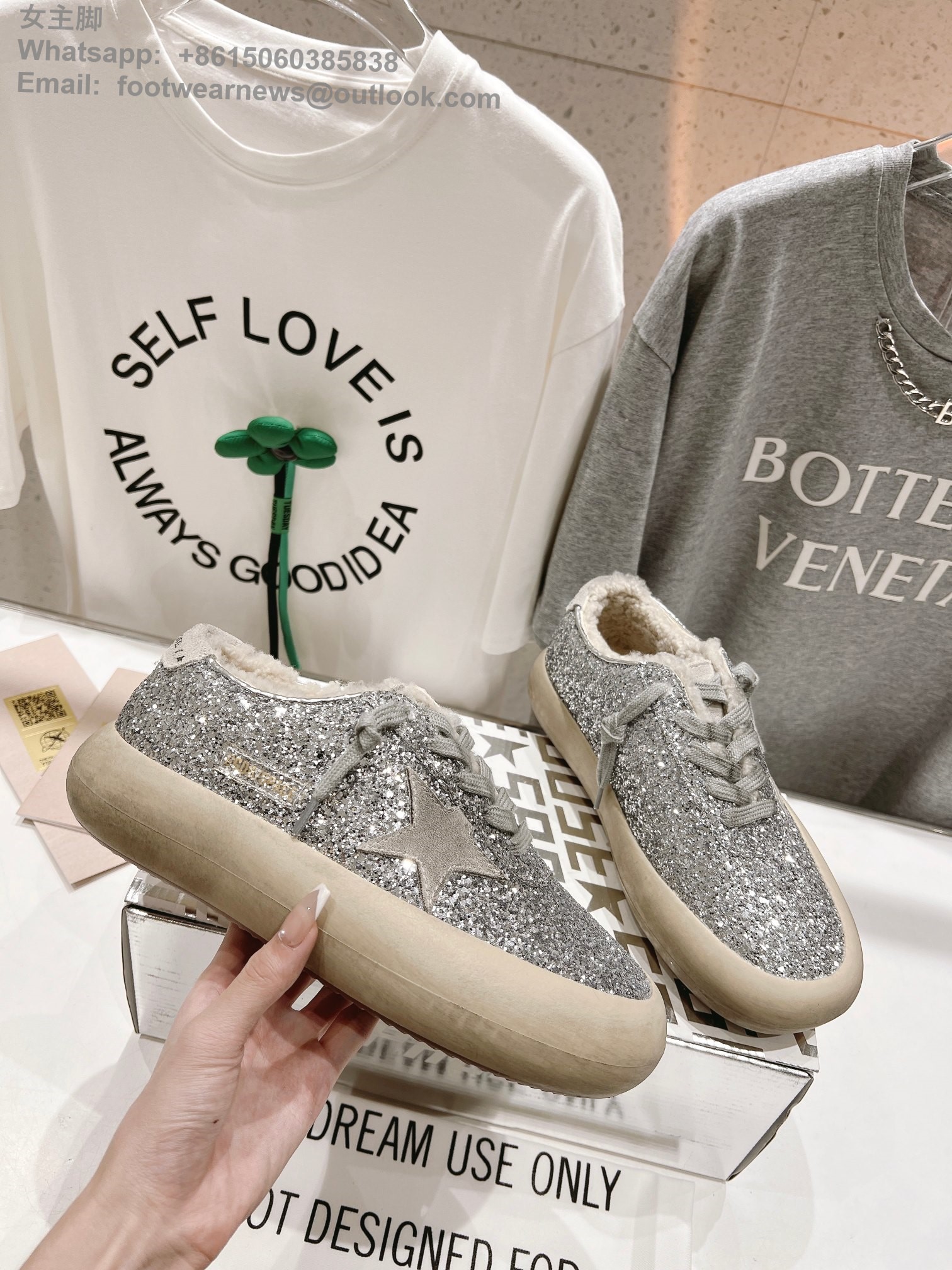 Golden Goose Space star Sneakers GGDB Women Shoes Shearling fur glitter