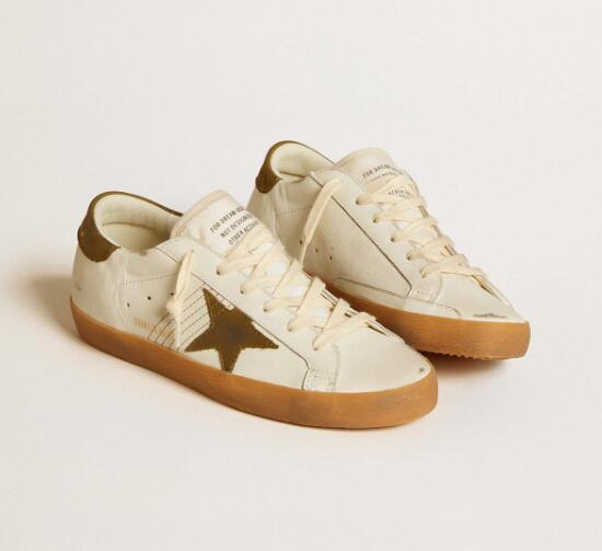 Golden Goose GGDB Women Sneaker Shoes Super-Star LTD with military green nubuck star and heel tab