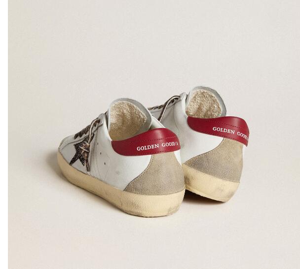 Golden Goose GGDB Women Sneaker Shoes Super-Star in nappa with glitter star and red nappa heel tab