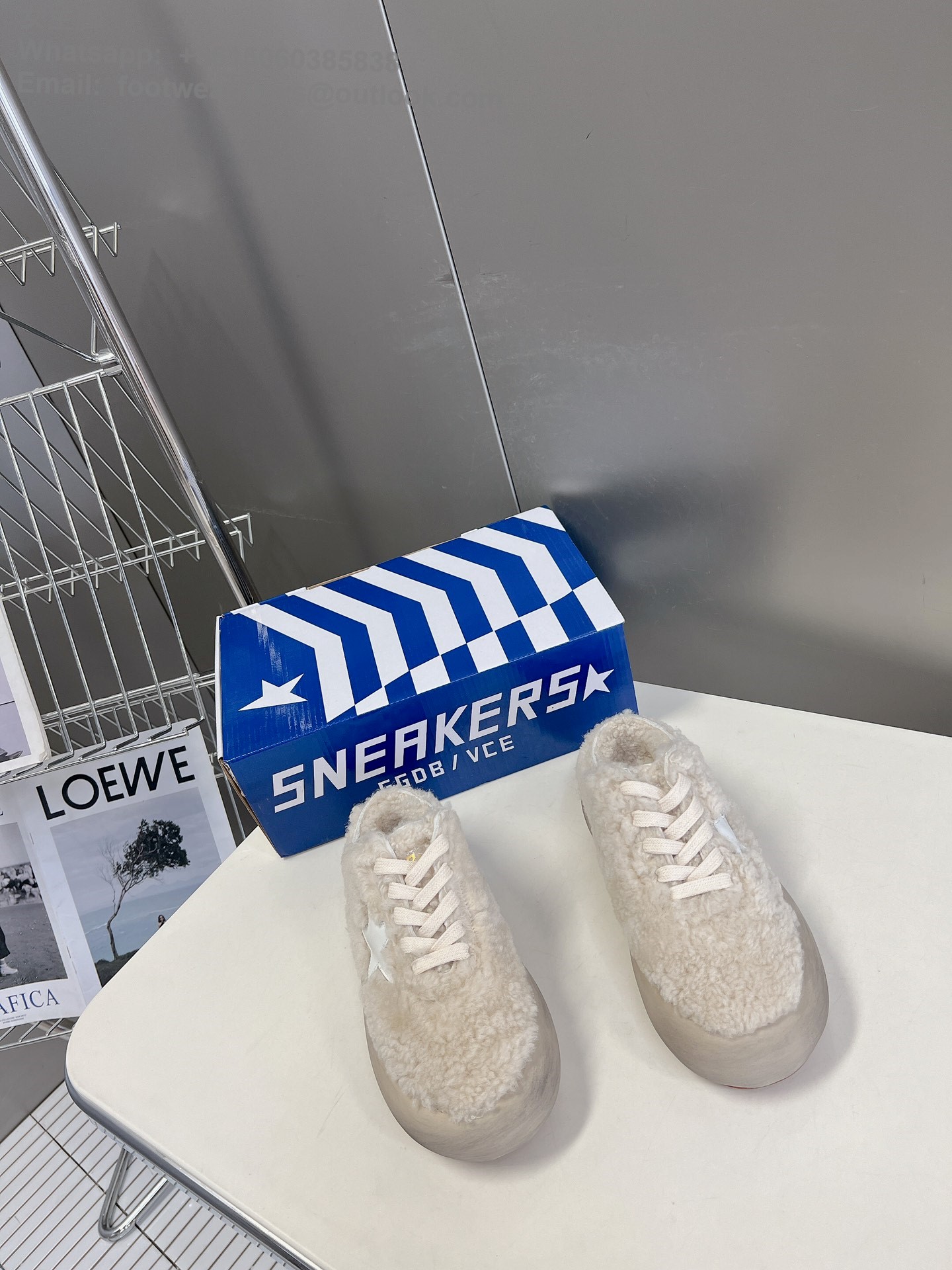 Golden Goose Shearling-Panel Sneakers GGDB Women Shoes slipper