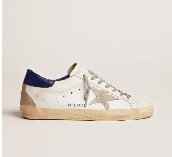 Golden Goose GGDB Mens Sneaker Shoes Super-Star with suede star and blue heel tab
