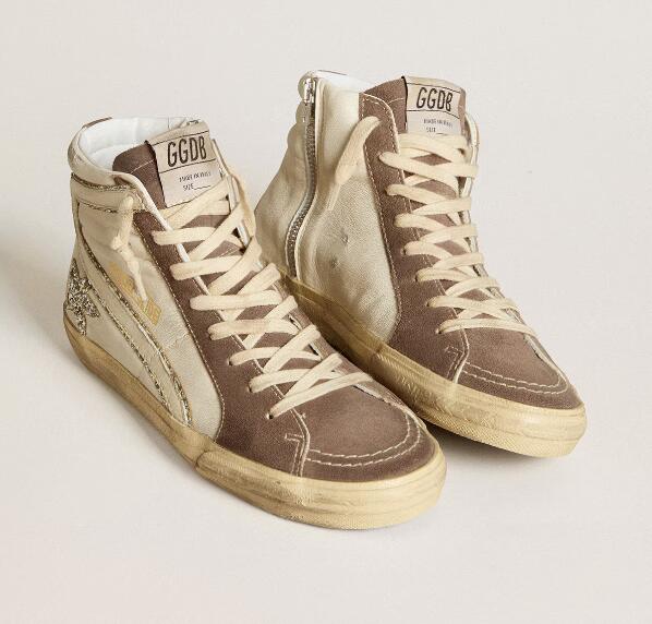 Golden Goose GGDB Women Sneaker Shoes Slide in nappa with glitter star and patent leather flash