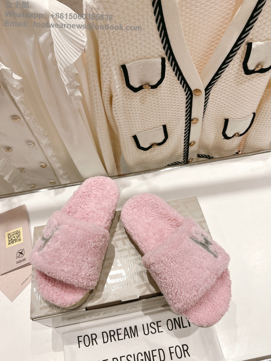 GOLDEN GOOSE Shearling slip-on sandals Slides Open round toe GGDB Women Shoes