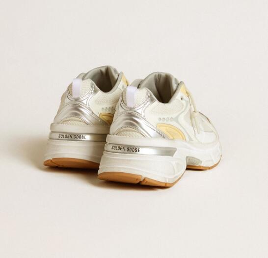 Golden Goose GGDB Mens Sneaker Shoes Lightstar in white leather and mesh with worn-white star