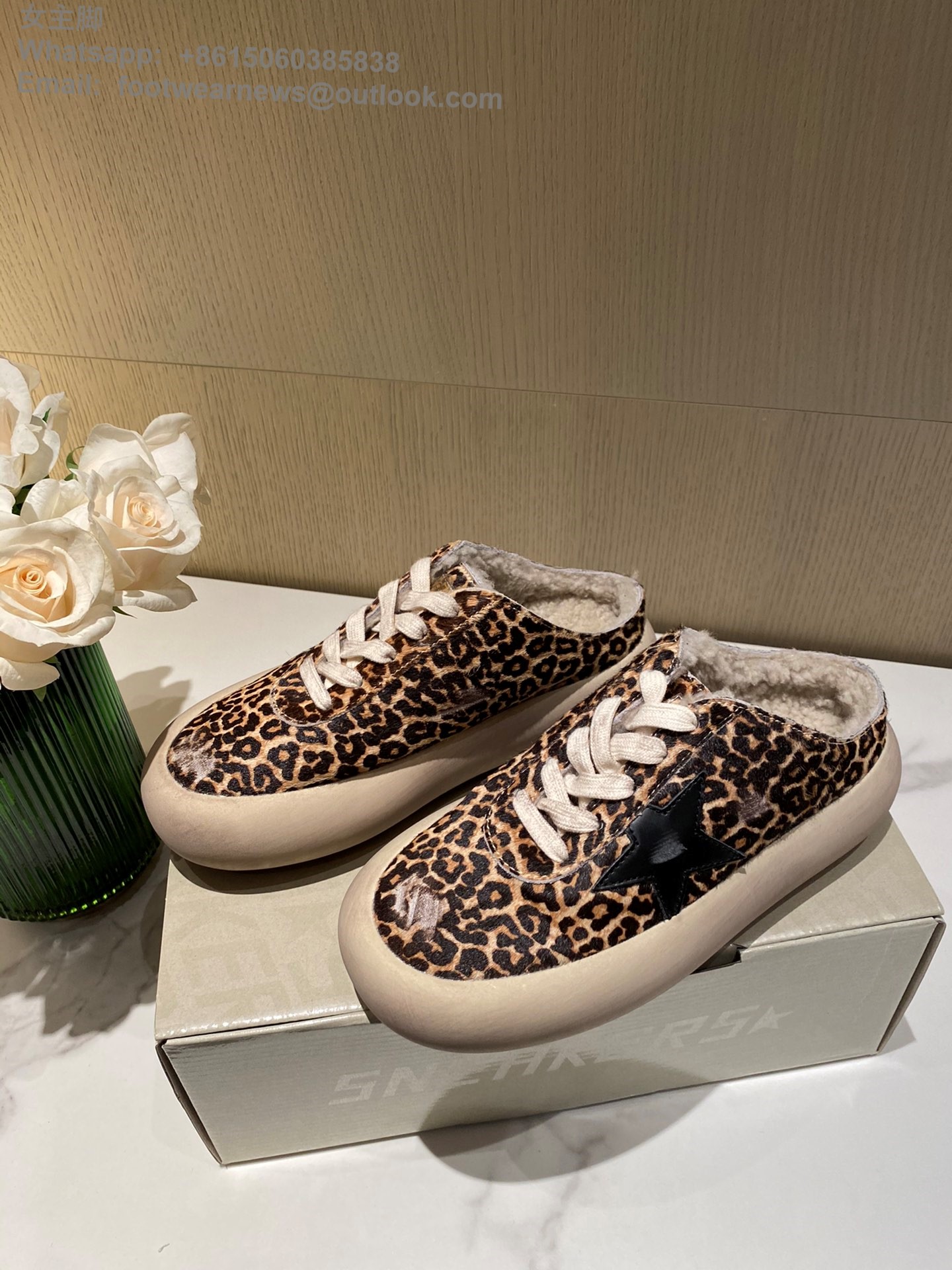 Golden Goose Space star Sneakers GGDB Women Shoes slipper leopard Shearling Fur