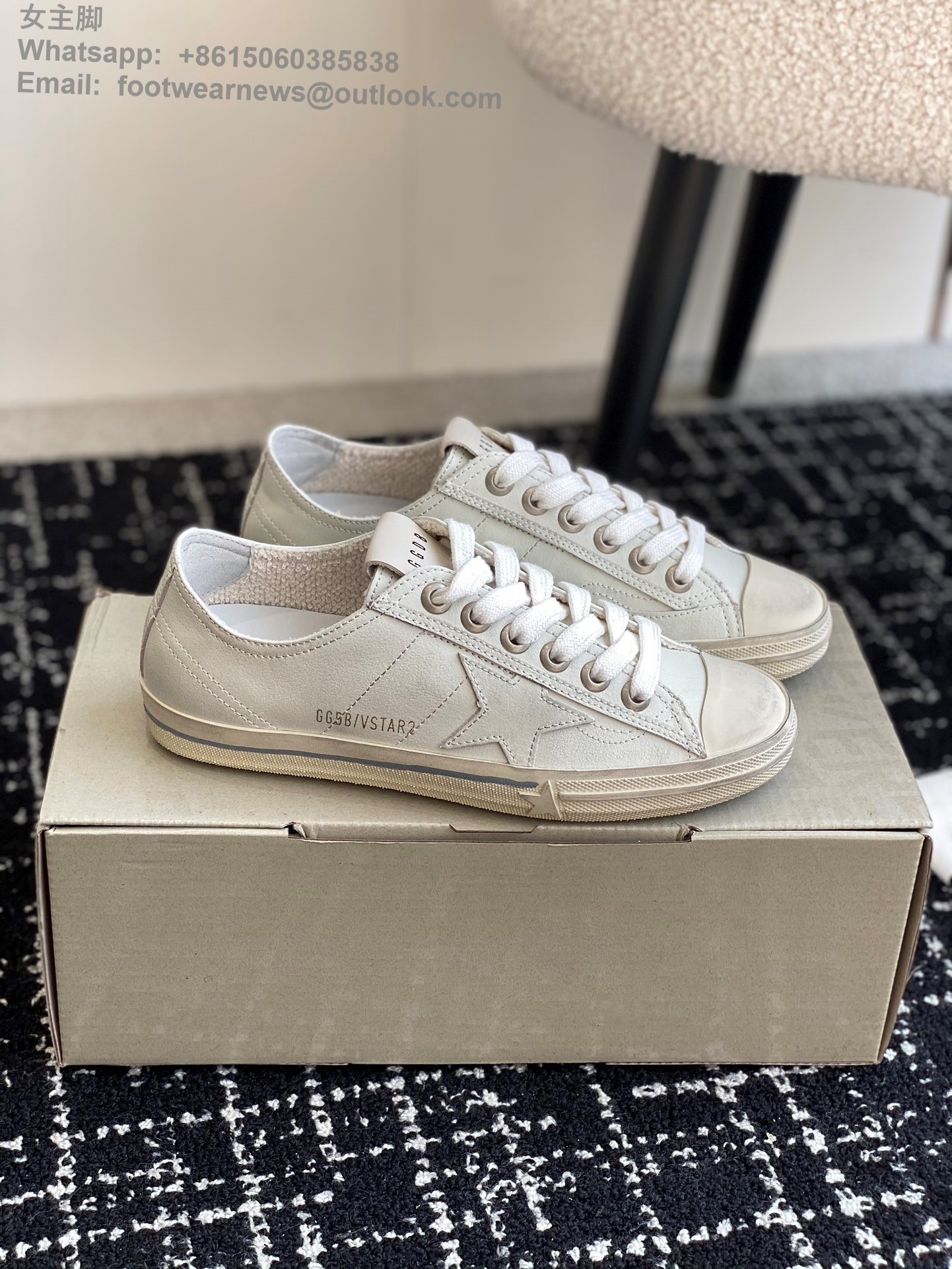 Golden Goose Vstar2 Distressed Low Top canvas Sneakers GGDB Women Shoes