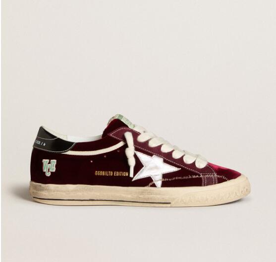 Golden Goose GGDB Mens Sneaker Shoes Super-Star LTD in velvet with metallic leather star and heel tab