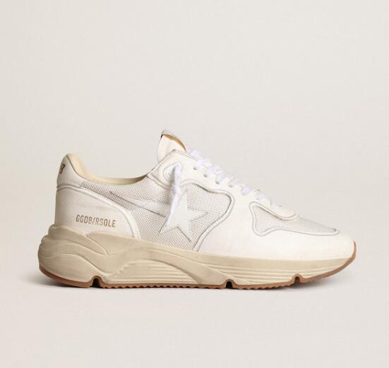 Golden Goose GGDB Mens Sneaker Shoes Running Sole in mesh and white nappa