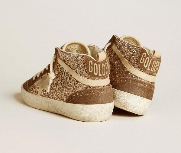 Golden Goose GGDB Women Sneaker Shoes Super-Star with gray suede star and Swarovski crystal mesh