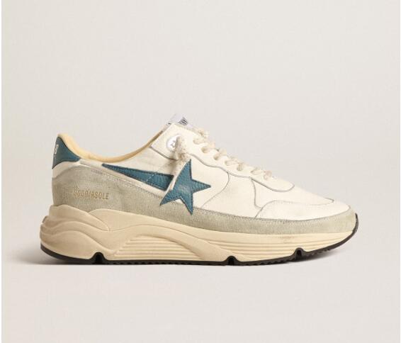 Golden Goose GGDB Mens Sneaker Shoes Running Sole in nappa with blue leather star and suede insert