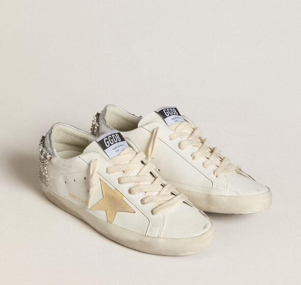 Golden Goose GGDB Women Sneaker Shoes Super-Star LTD with suede star and leather heel tab with crystals