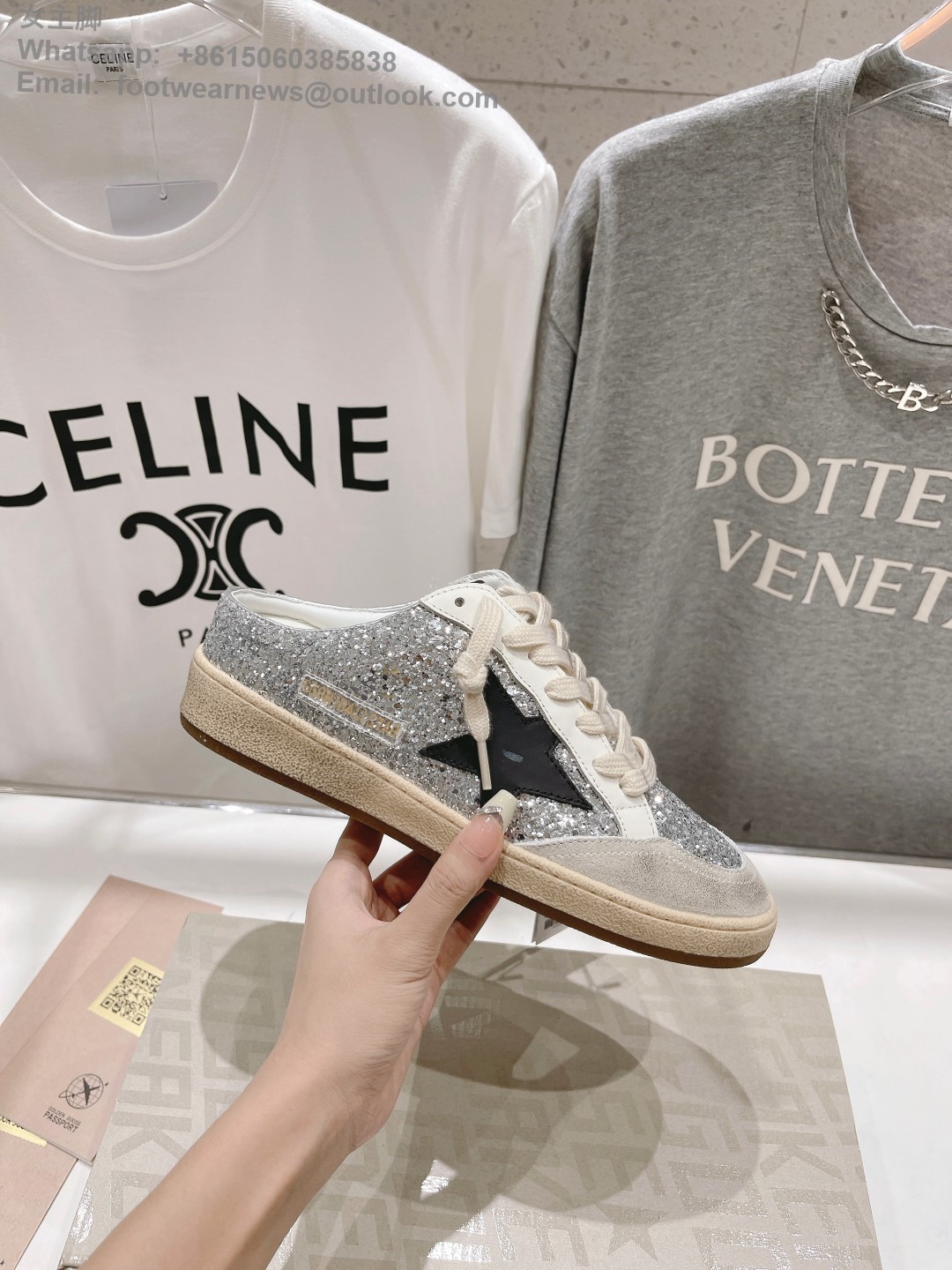 GOLDEN GOOSE ball star Sabot Slip-On Low top sneakers GGDB Mens Women Shoes Slipper glitter