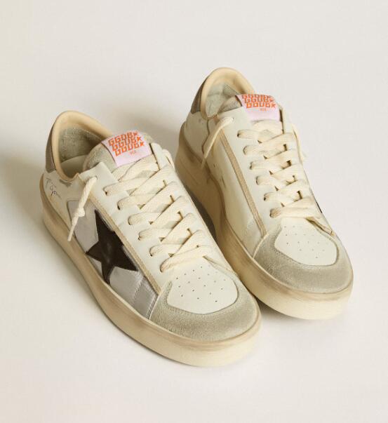 Golden Goose GGDB Mens Sneaker Shoes Stardan in leather and nylon with black leather star and nubuck heel tab